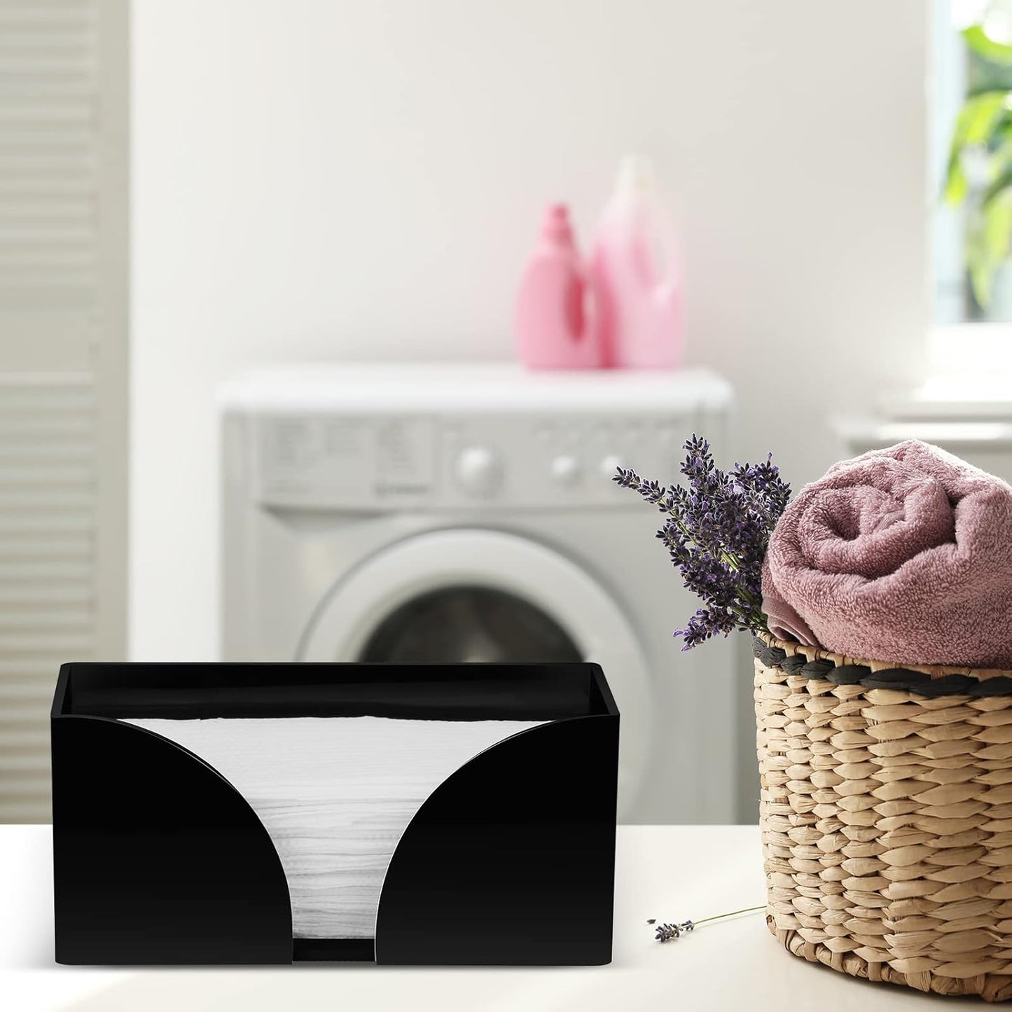 4Pack Paper Towel Dispenser Countertop Black Acrylic Paper Towel Holder for Bathroom Folded Clear Trifold Napkin Holder for Z-fold, C-fold, MultiFold Trifold - Home Kitchen