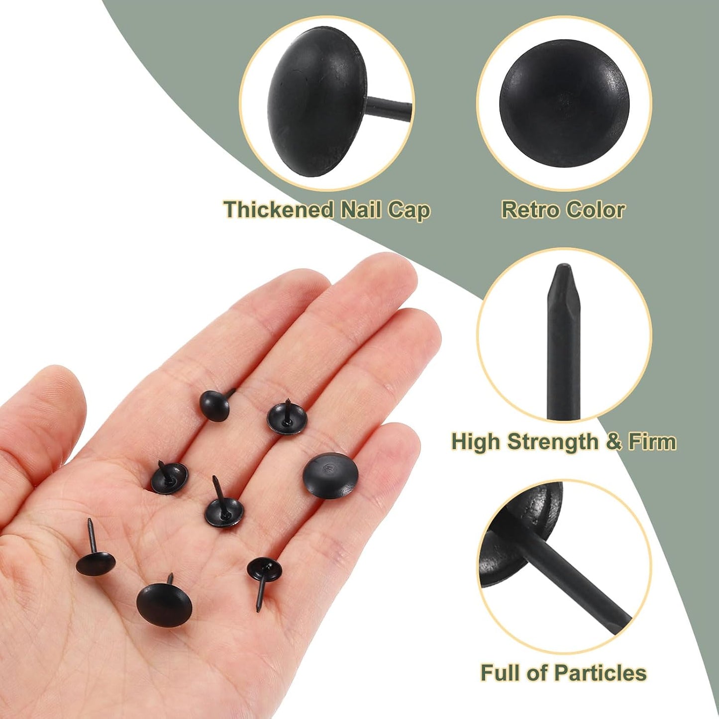 uxcell 100 Pcs Upholstery Tacks, 9 x 13mm Round Head Upholstery Nails Pins Vintage Decorative Furniture Tacks for Chairs Sofas Beds DIY Project, Black
