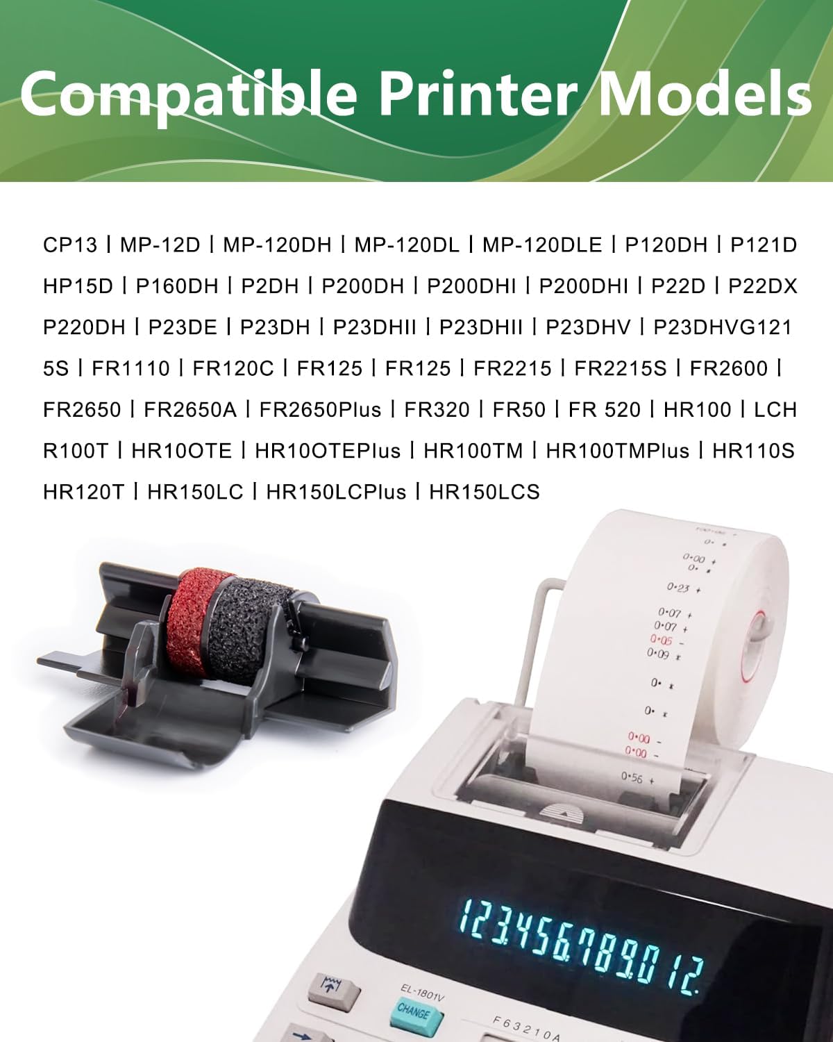 Calculator Ink Roller Printer Ribbon (10 Pack) IR40T IR-40T CP13 MP-12D PR-42 IR-40T, Black & Red Compatible with Casio HR-100TM HR-150TM HR-170RC, Sharp EL-1750V EL-1801V