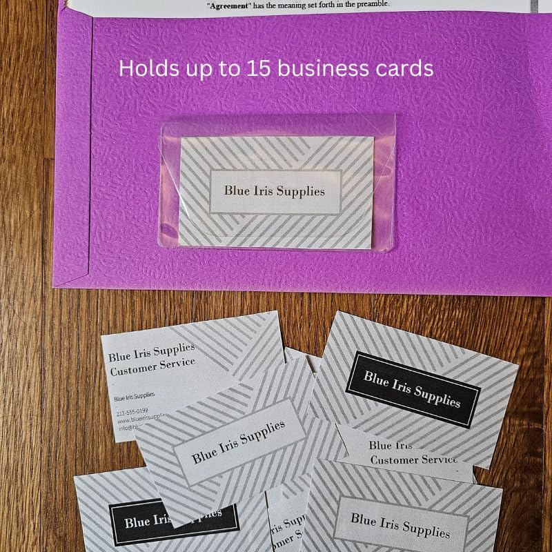 Business Card Pocket - Flash Drive Pocket - Self Adhesive - Open Long - Resealable Flap - BIS10130 (10-Pack), Clear