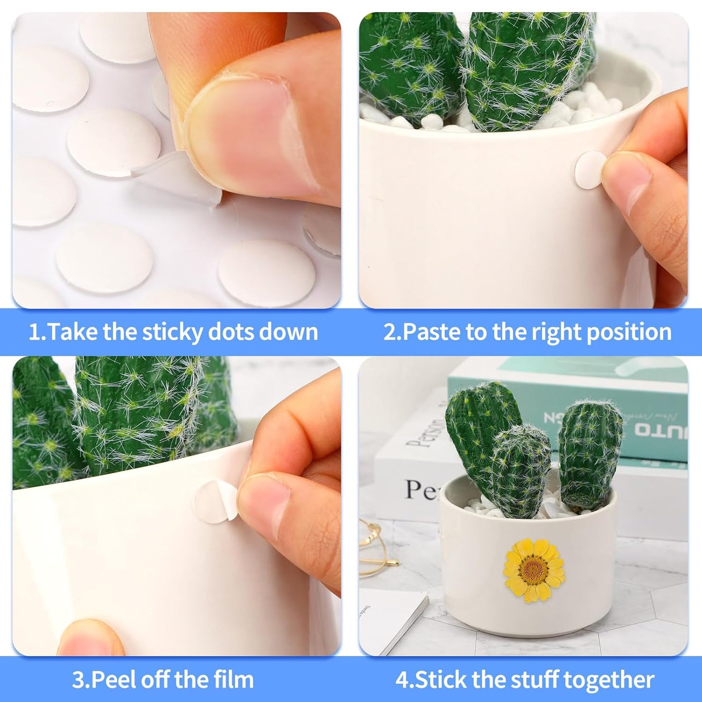 JUNEBRUSHS 350 Pieces Double Sided Sticky Dots, Sticky Tack for Wall Hanging Removable Poster Putty Clear Round Putty No Trace Adhesive Sticky Putty for Balloon Craft DIY Art Office Supplies (20 mm)
