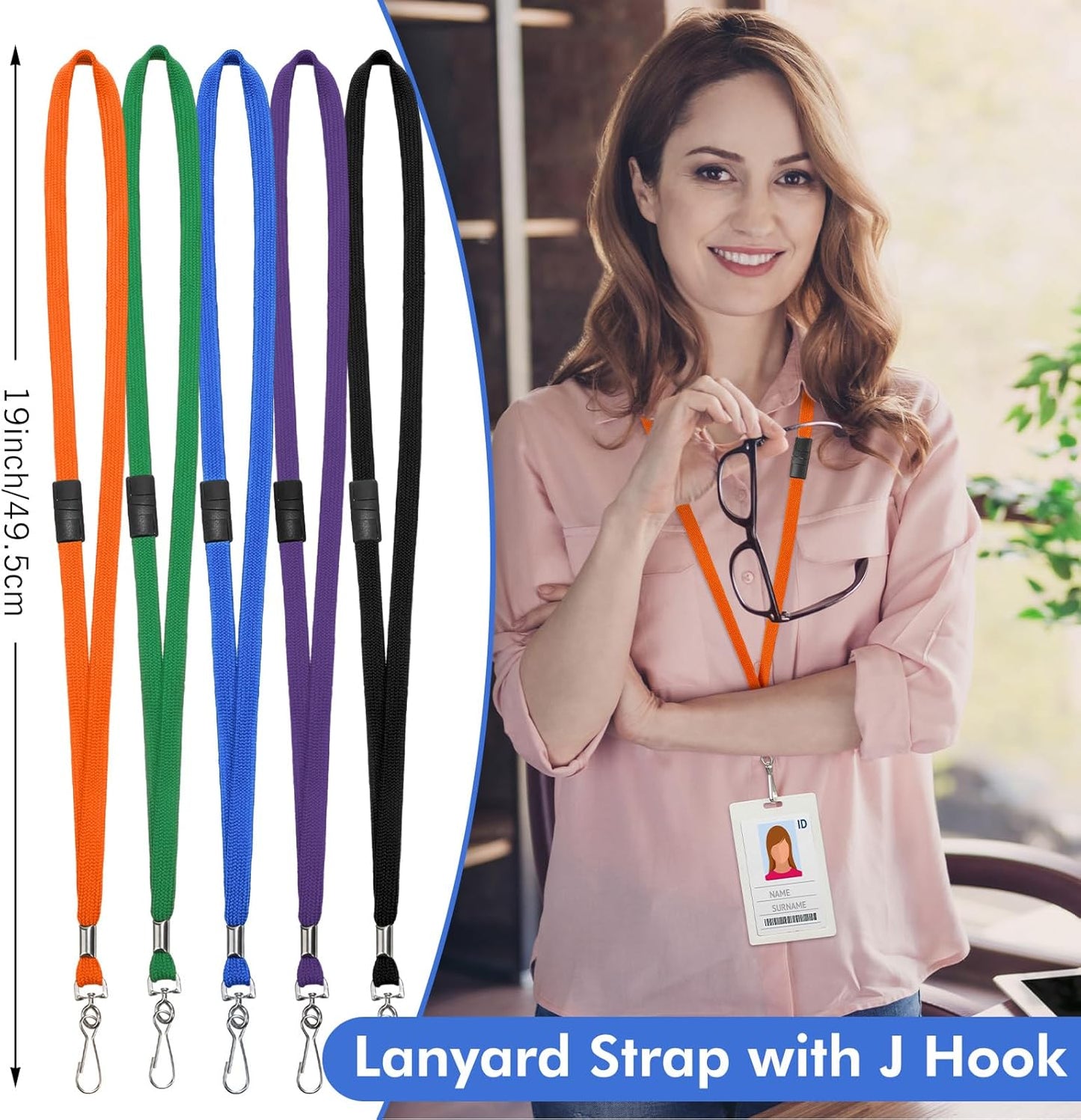Windyun Breakaway Lanyards for ID Badges Bulk Lanyards Strap with J Hook Flat Lanyards School and Office Supplies