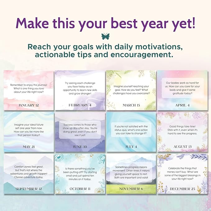 2026 Reach Your Goals Daily Desk Calendar - Motivational Gift and Positive Affirmations for Women - Perpetual Calendar, Cute Office Decor, Gratitude and Self Care Gifts for Women, Inspirational Desk Accessories