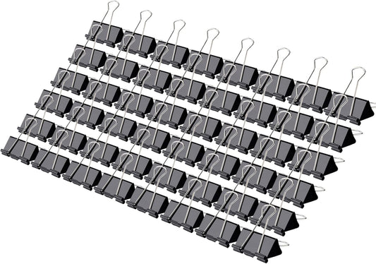 Binder Clips,Qimailer Medium Clips,48 Pcs,1.25 Inch,Black Metal Binder Clips and Paper Clips for Office, Home, School