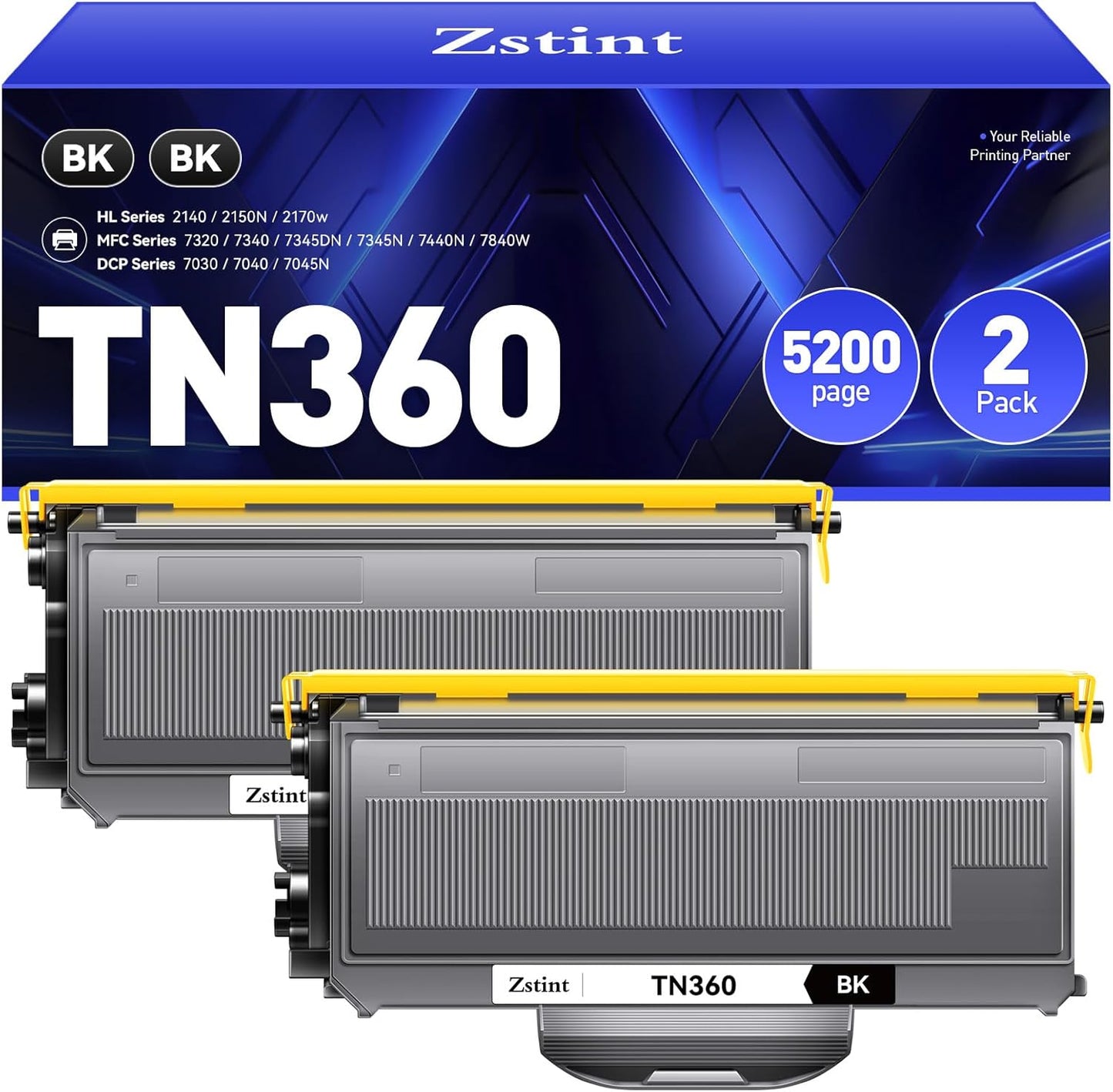 TN360 Toner Cartridge Black 2-Pack Replacement for Brother TN-360 TN330 TN-330 Compatible with Brother DCP-7030 DCP-7040 MFC-7840W HL-2140 MFC-7340 MFC-7440N HL-2170W HL-2150N 7045N Laser Printer Ink