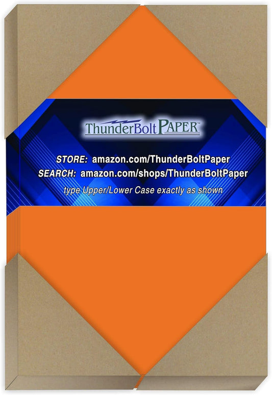 125 Orange Color Cover/Card Paper Sheets - 4 X 6 Inches Photo, Card, Frame Size - 65# (65 lb/Pound) Light Weight Cardstock - Quality Printable Smooth Paper Surface for Bright Colorful Results