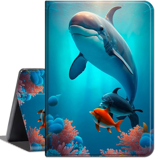 for All-New Kindle Fire 7 Tablet Case (12th Gen, 2022 Release),Slim Lightweight Smart Shell Stand Cover with Auto Wake/Sleep for Amazon Fire 7 Kids Tablet,Cute Dolphin