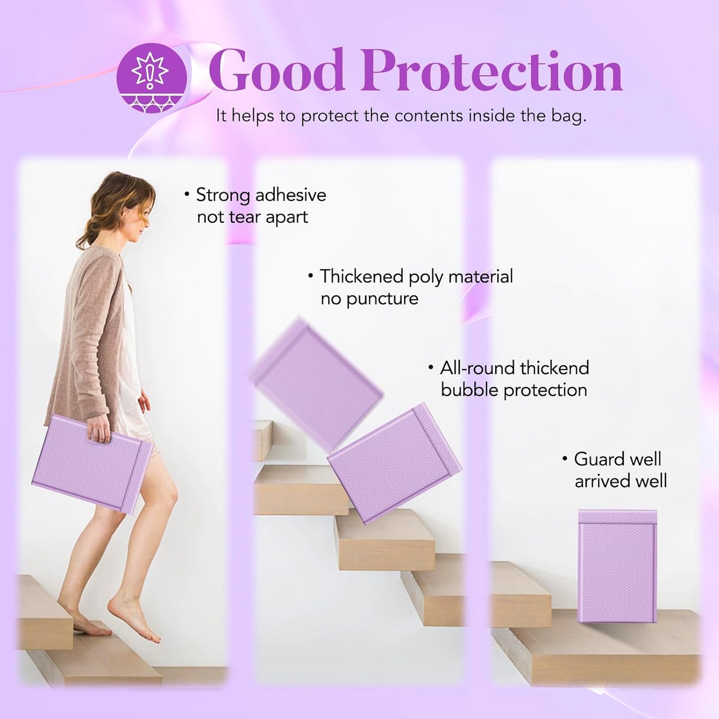 Fuxury Large Bubble Mailers 10.5x16" 40 Pack Self Seal Padded Envelopes Waterproof Mailing Envelopes Bubble Padded Mailers for Packaging, Small Business #5 Lavender