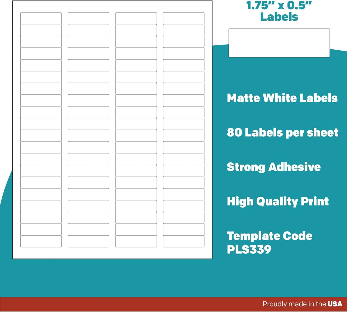 Premium Label Supply White Sticker Return Address Labels – 1.75" x .5" – Laser/Inkjet Compatible – (80 per Sheet), 25 Sheets – 2000 Total Adhesive Labels
