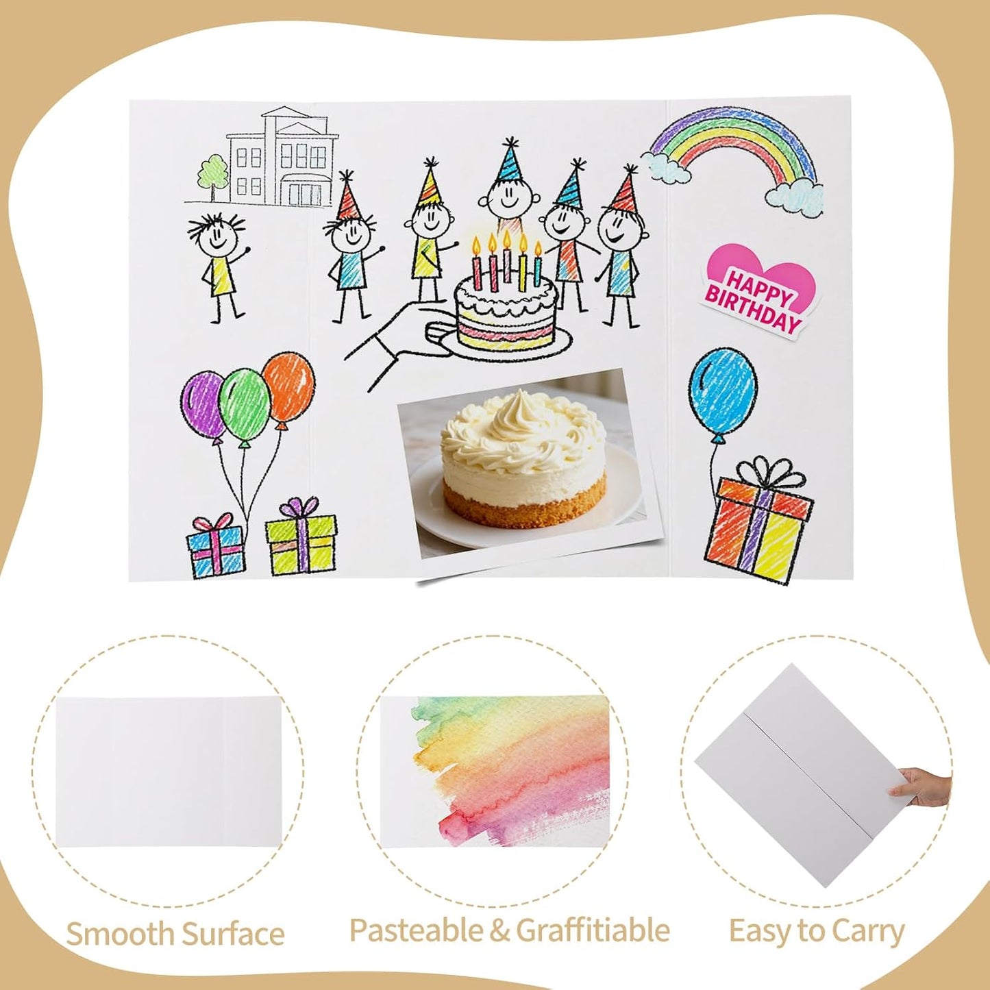 CRUGLA Trifold Poster Board – 5 Pack, 21 x 14 White Corrugated Presentation Display Boards for Science Fairs, School Projects, Exhibitions, and Office Presentations