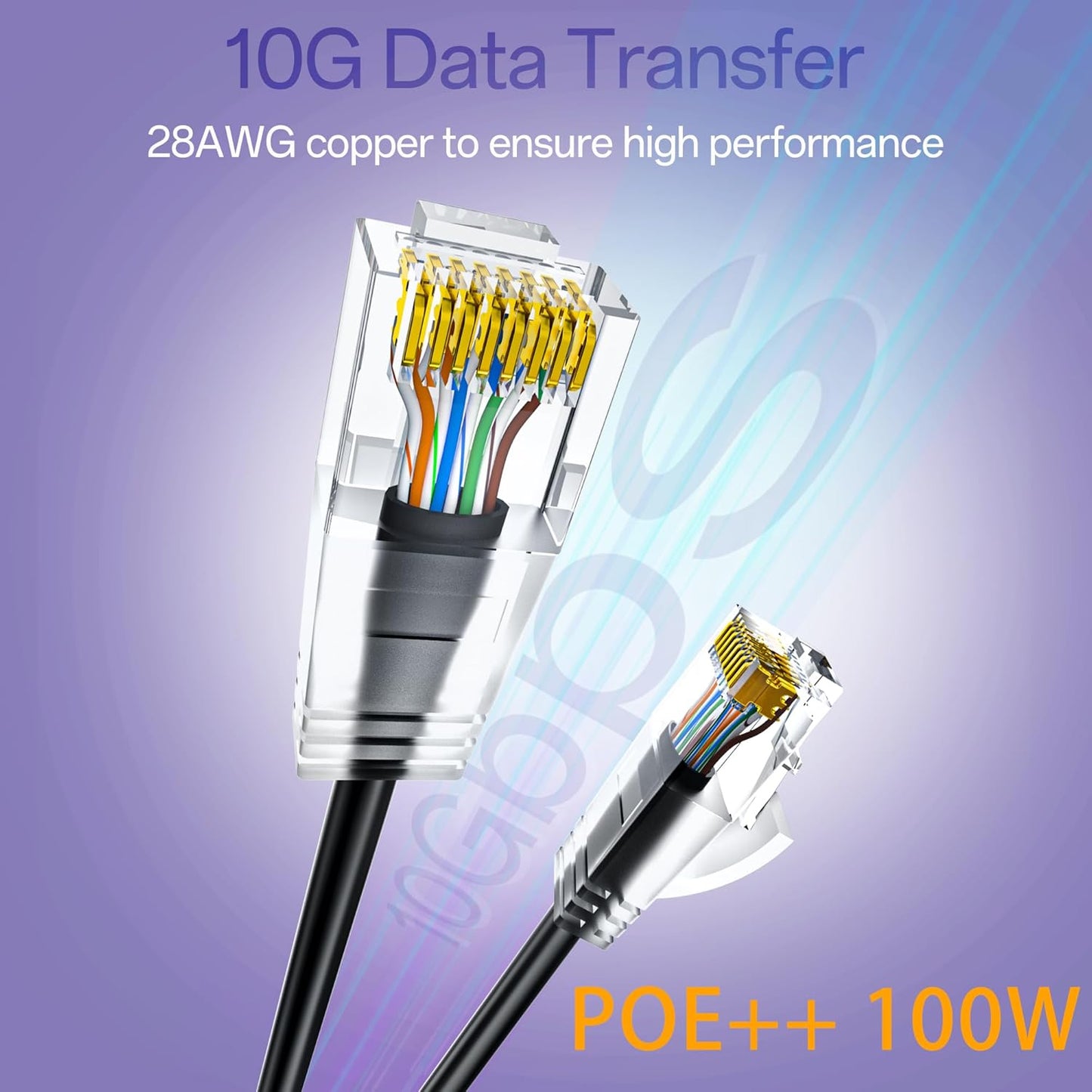 Cat6a Patch Cables 1ft (96 Pack) Slim, Cat6 Ethernet Patch Cable Pure Copper, Flexible Cat 6 Patch Cable 550MHZ 10G, Space-Saving Cat 6A Network Cables for Patch Panel Black