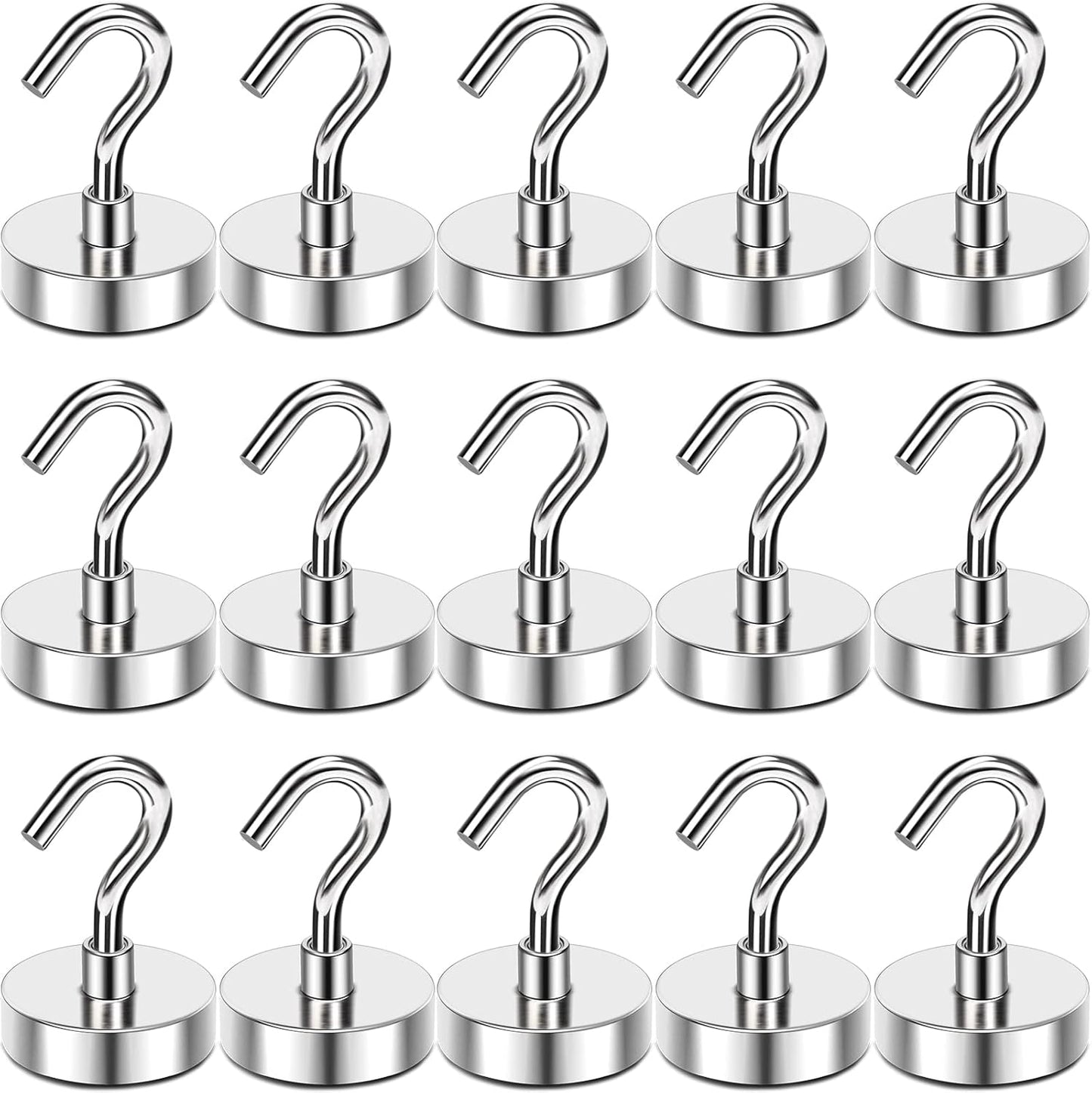 MIKEDE Strong Magnetic Hooks Cruise Essentials Heavy Duty for Hanging, 28Lb+ Neodymium Magnets with Hooks for Refrigerator, Magnetic Hanger for Kitchen, Home, Workplace-15Pcs