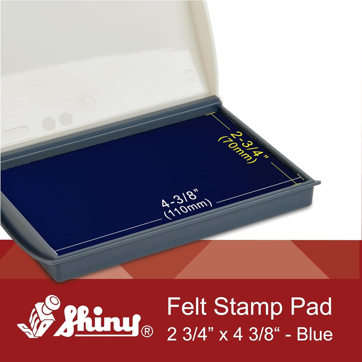 Shiny Blue Ink Stamp Pad, 2-3/4" by 4-3/8" Surface Area, Felt Stamp Pad with Blue Water-Based Stamp Ink