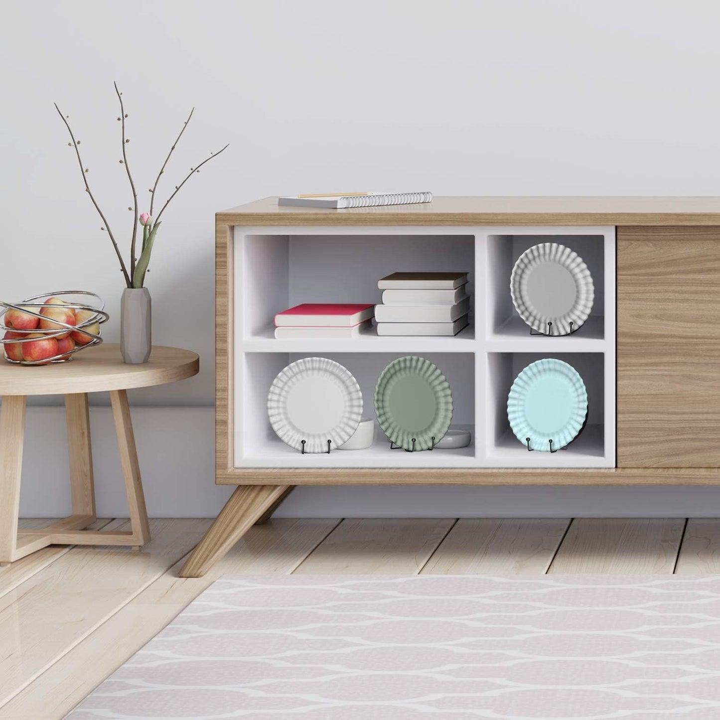 Decolore 4 Pack 4.5 Inch Black Display Stands Metal Plate Holder Display Stands for Picture, Decorative Plate, Book, Photo Easel, Artistic Work