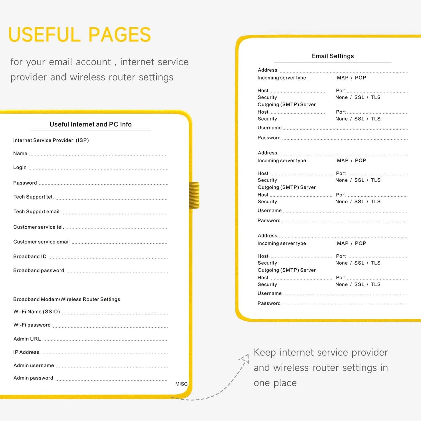 Password Book with Alphabetical Tabs – Hardcover Internet Address & Password Organizer – Password Keeper Notebook for Computer & Website – 5.2 x 7.6" Log-in Password Journal w/Thick Paper (Yellow)