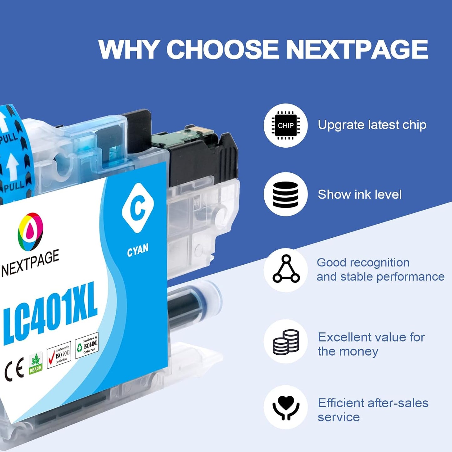 LC401XL MFC-J1010DW Ink Cartridges for Brother Printer LC401XL LC401 for MFC-J1010DW MFC-J1170DW MFC-J1012DW MFC-J1800DW MFC J1010DW - 4 Pack High Yields Black Cyan Magenta Yellow