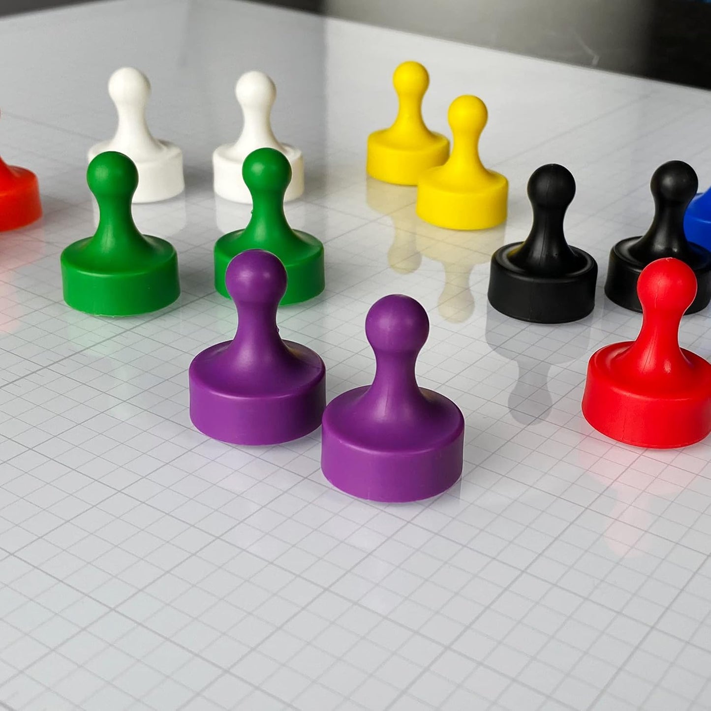 GLASSBOARD STUDIO Powerful Neodymium Magnets, Pawn-Shaped - Strong Fridge/Refrigerator and Whiteboard Magnet, Ideal for Office, Kitchen, Crafts - Rare Earth, Heavy Duty (8, Purple)