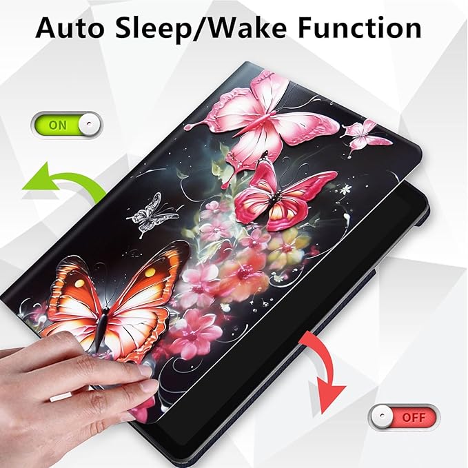 for All-New Amazon Kindle Fire HD 10 Tablet Case (13th Generation, 2023 Release) 10.1", 360 Degree Rotating Stand Cover with Auto Wake Sleep Case for Fire Tablet 10 2023,Butterfly Flower