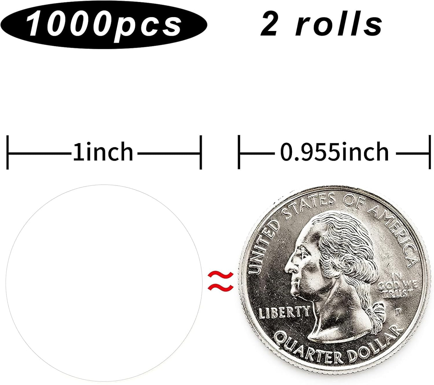 STARLIBOO White Dot Stickers, 1 inch Blank Circle Stickers, 1000Pcs White Round Price Sticker, Writable for Office, Garage Sale,Yard Sale (2Rolls)