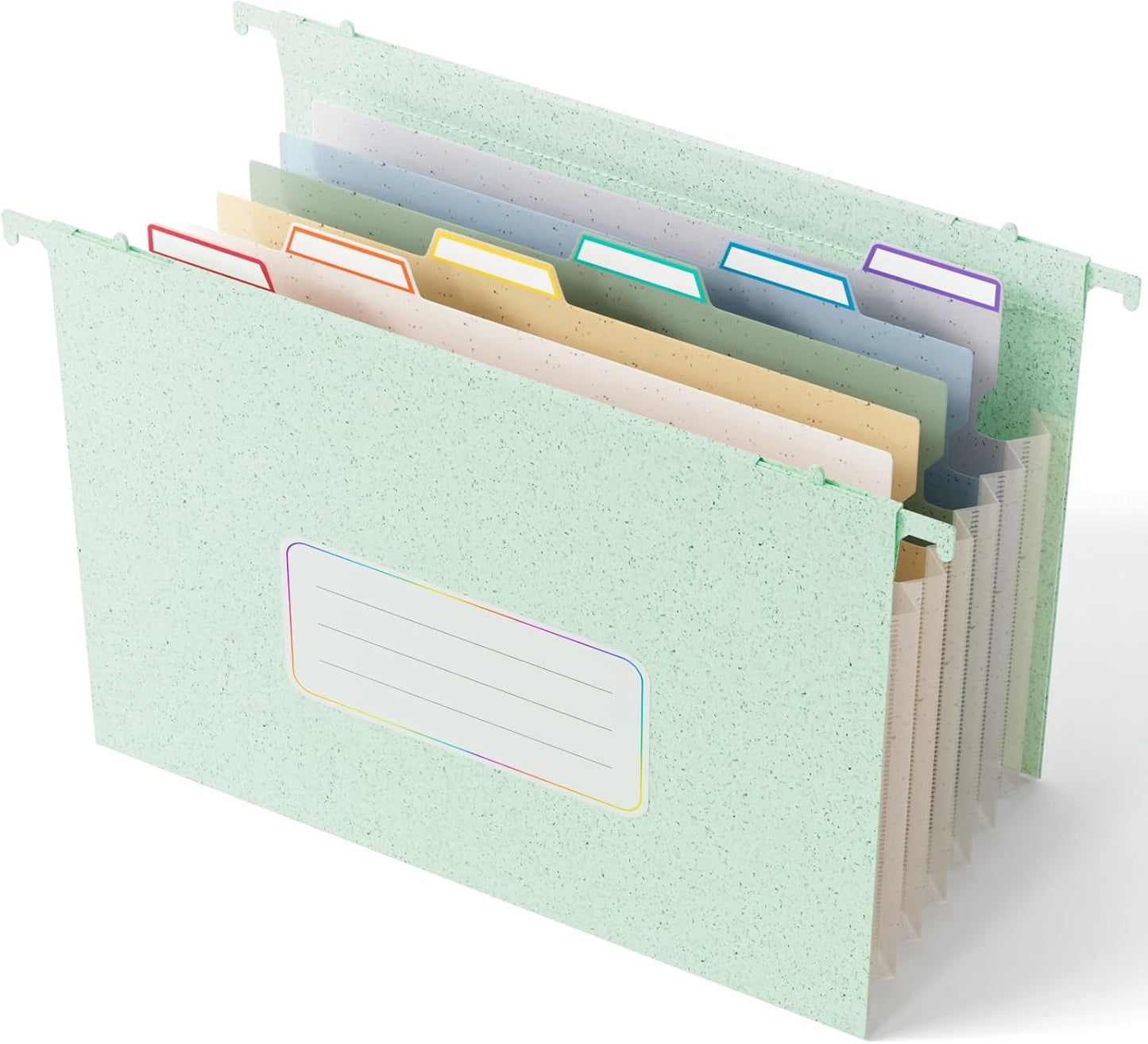 Wheat Straw Expanding Hanging File Folders, File Organizer, 1.2" Accordion Pockets, Large Capacity, Letter Size for Filing Cabinet, 100% BPA Free, Return to Nature, Healthy Living-Mint Green