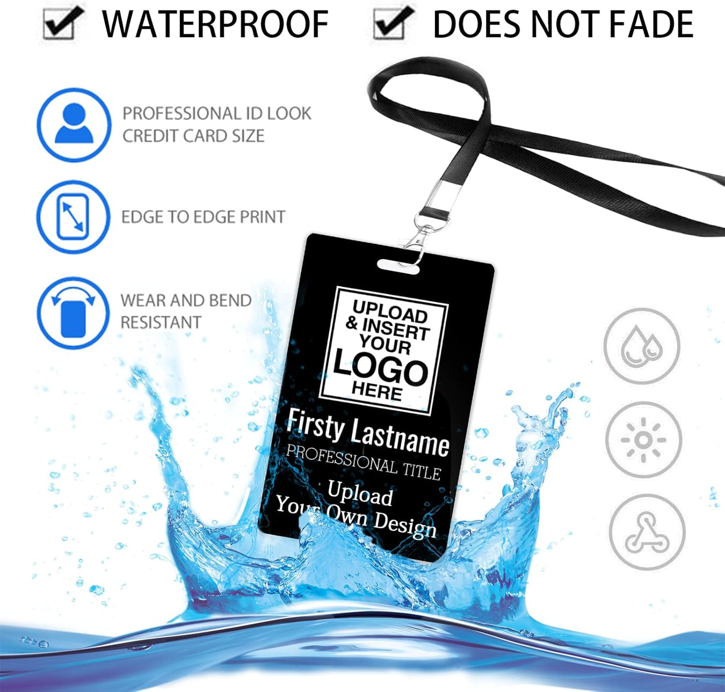 Custom Id Badge, Personalized Employee Photo Identification Card with Lanyard, Durable ID Card for Office Worker Doctor Nurse Student-Vertical-Add Your Design