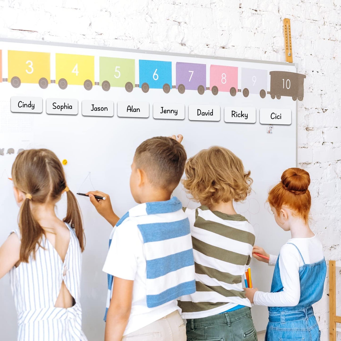 Reusable Magnetic Labels 4x2 Inch White, Dry Erase Magnetic Labels for Whiteboards，Pack of 40