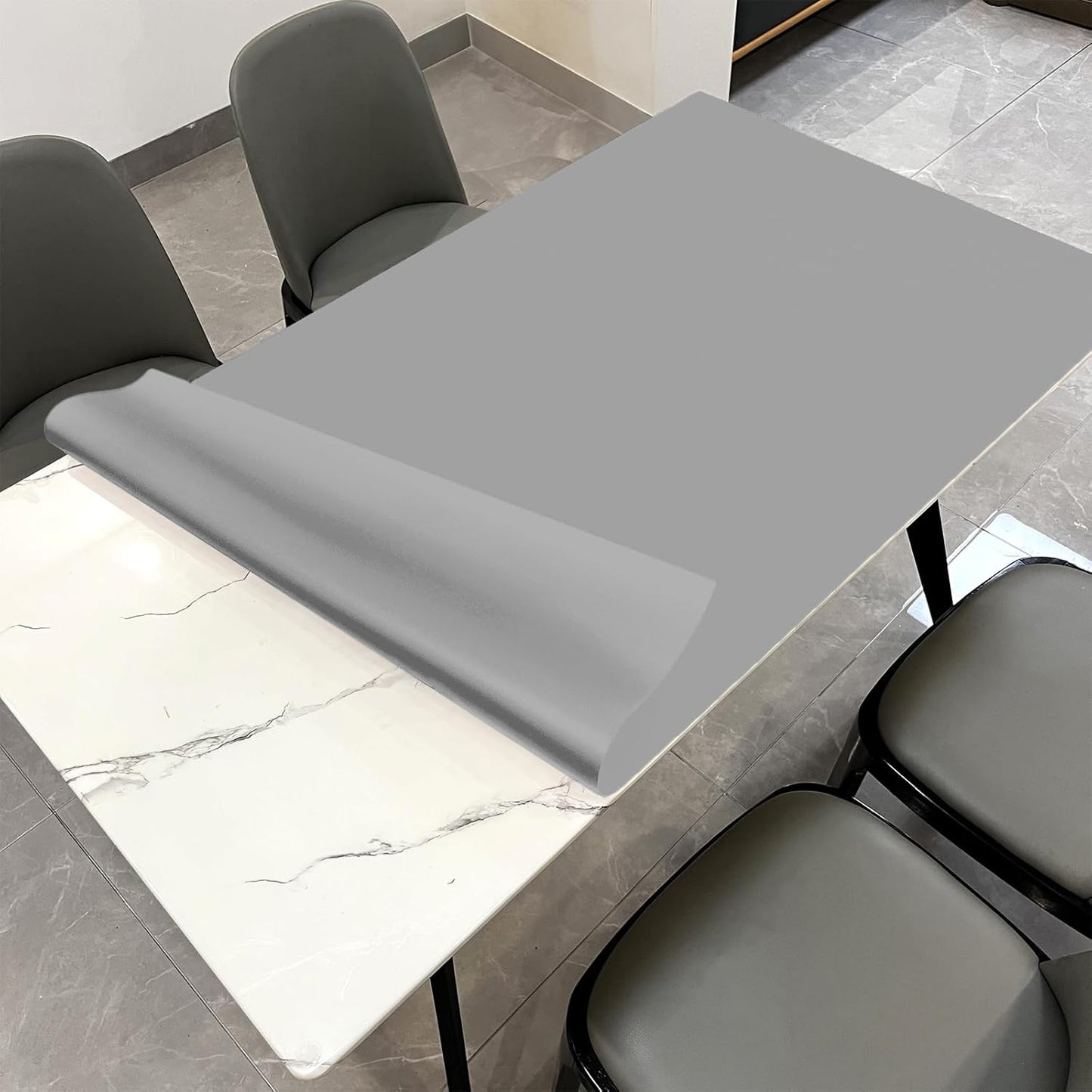 Leather Table Cover,1.8mm Thick,36x60 Inch Table Protector,Table Protector for Dining Room Table,Dining Table Cover,Table Cover Protector,Dining Table Protector(Gray+Gray,36x60)