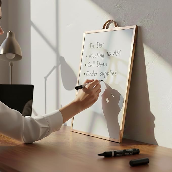 12x16 Magnetic Whiteboard with Stand – Includes Weekly & Monthly Planner Sheets – Desktop Dry Erase Board with Black Frame, 3 Markers, Eraser, Magnets & Wall Mount Kit