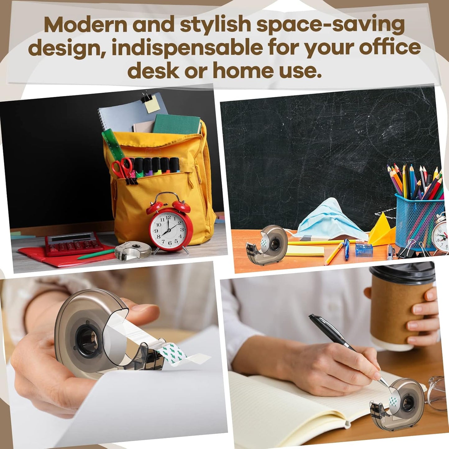 Sabary 50 Pcs Handheld Tape Dispenser Desktop Adhesive Cutter Transparent Plastic Refillable Dispenser Lightweight and Portable Manual Use Adhesive Holder for Home Packing, No Tape Included