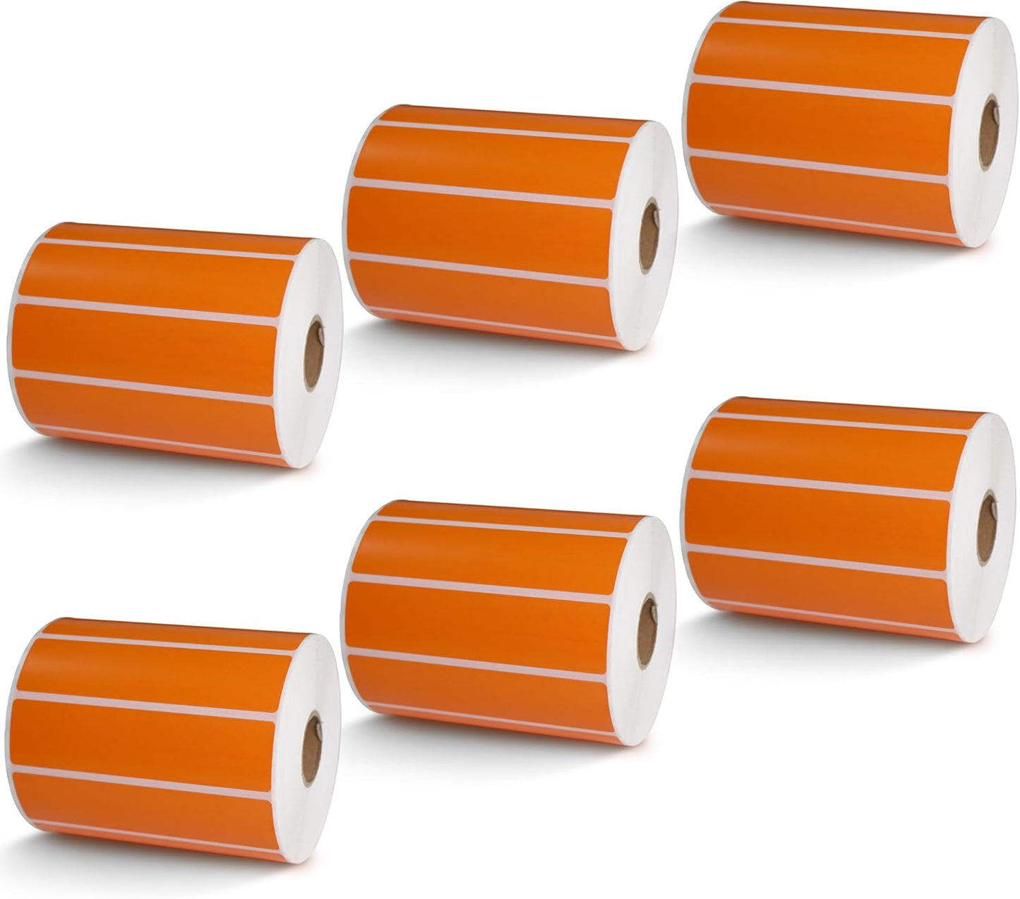 BETCKEY - 4" x 1" Multipurpose Labels Compatible with Zebra & Rollo Label Printer,Premium Adhesive & Perforated[Orange, 6 Rolls, 8250 Labels]