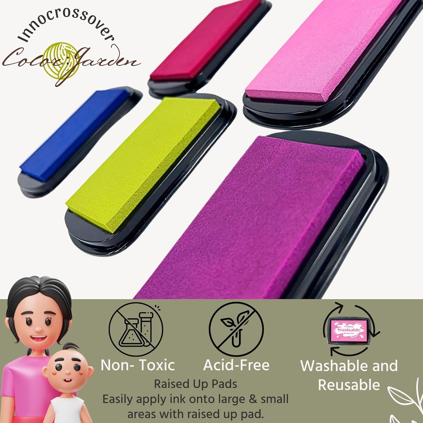 Washable Ink Pad, Best Stamp Pads for Kids, Kids Crafts, Paw Print Kit, Baby Footprint Kit, Stamp Pads on Scrapbooking, Fingerprint Ink Pad, Easy to Wash Off Skin| Large | Safe Non-Toxic(Beet Red)