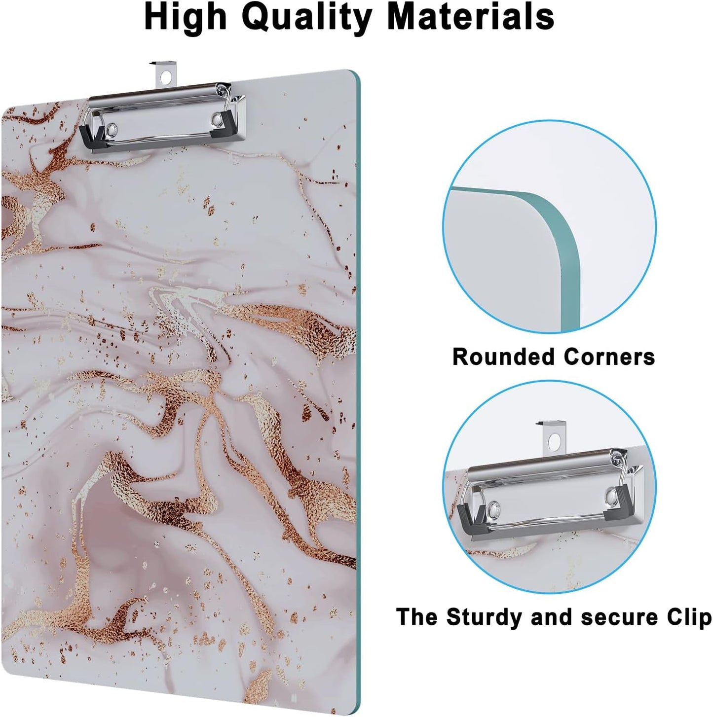 Cute Clipboard Wood Design Decorative A4 Letter Size Clip Boards for Classroom Office, Standard Size 9" x 12.5" with Low Profile Metal Clip - Pink Fluid