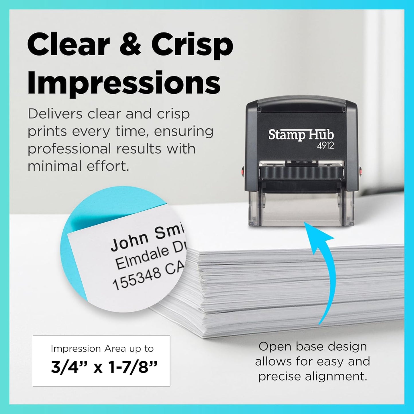 Self Inking Personalized Stamp - Up to 4 Lines, Custom Return Address, Customizable Office Name Rubber - Easy to Change Ink Cartridge, Multiple Ink Color Options - Medium