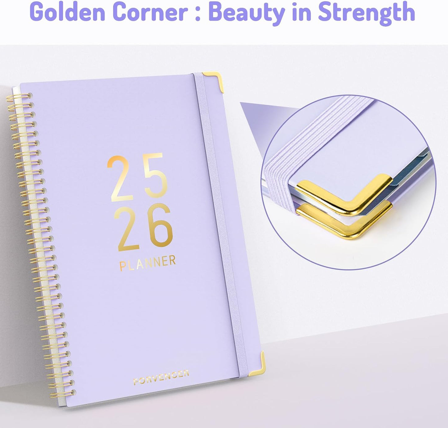 Jul 2025 - Dec 2026 Planner, Forvencer Academic Planner 2025-2026, 18 Month Daily Planner, 6" x 8", Weekly & Monthly Agenda Book, Hardcover Calendar Book, School Supplies for Student Teacher, Purple