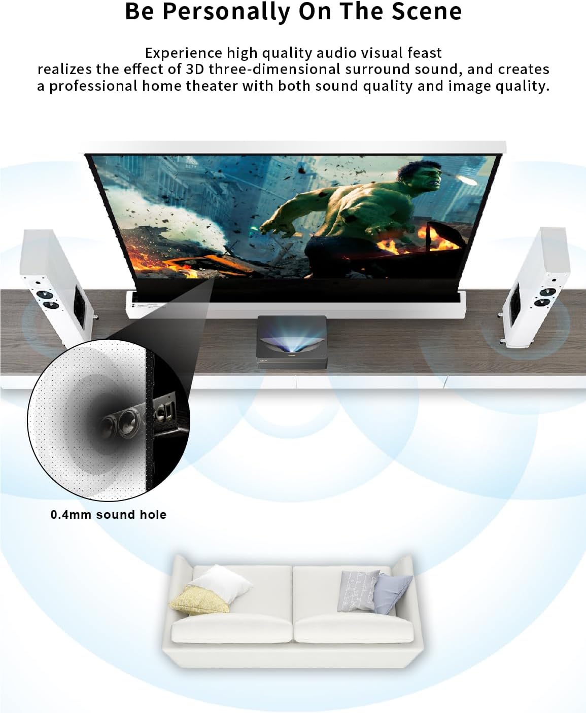 VIVIDSTORM- Projector Screen S 120 Inch Portable Folding Stand Floor Rising Movie Screen Sound Transparent Perforated White Screen Compatible with Ordinary Projector,VWSDSTPW120H