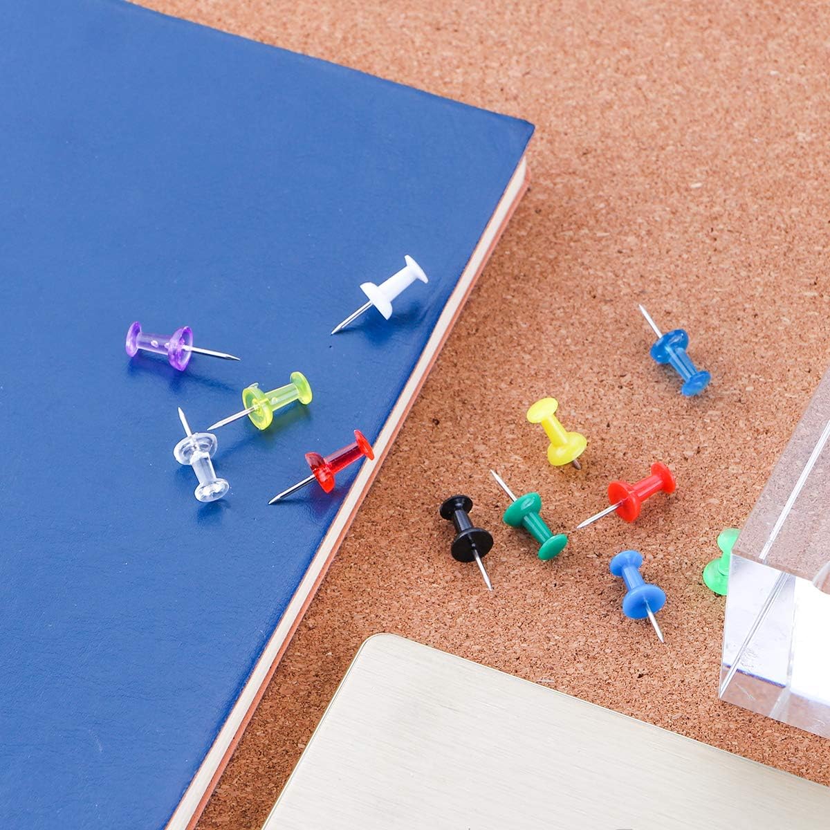 Yalis Push Pins 600 Count, Standard Multicolored Thumb Tacks Steel Point and Colors Plastic Head