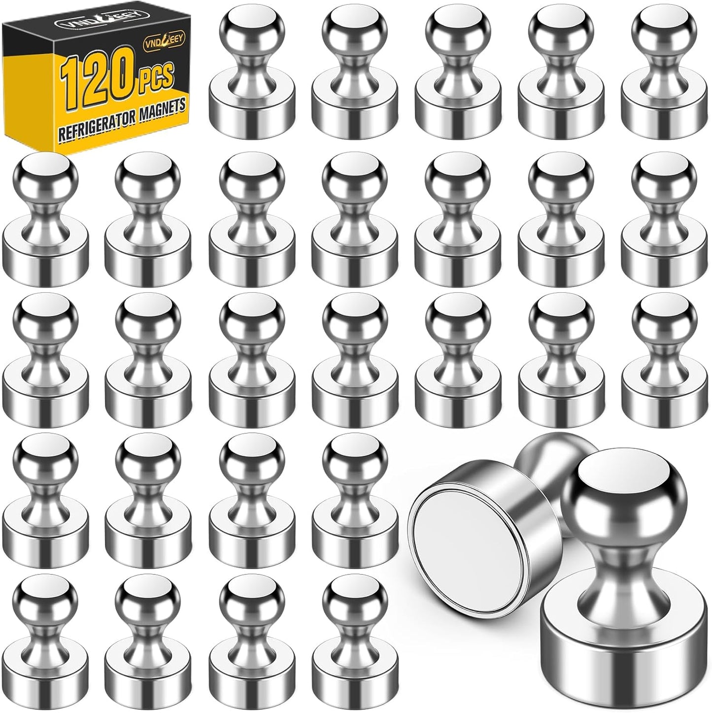 VNDUEEY 120 Pack Fridge Magnets, Refrigerator Magnets Strong Whiteboard Magnet, Magnetic Push Pins, Decorative Magnet for Home, Office, Classroom