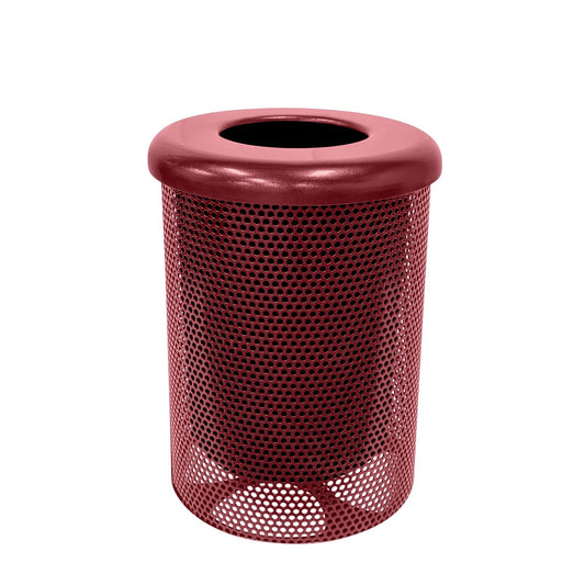 RFT-P-BUR Heavy Duty Round Trash Receptacle with Flat Top, Liner Included, 32 Gallon, Burgundy, Made in America