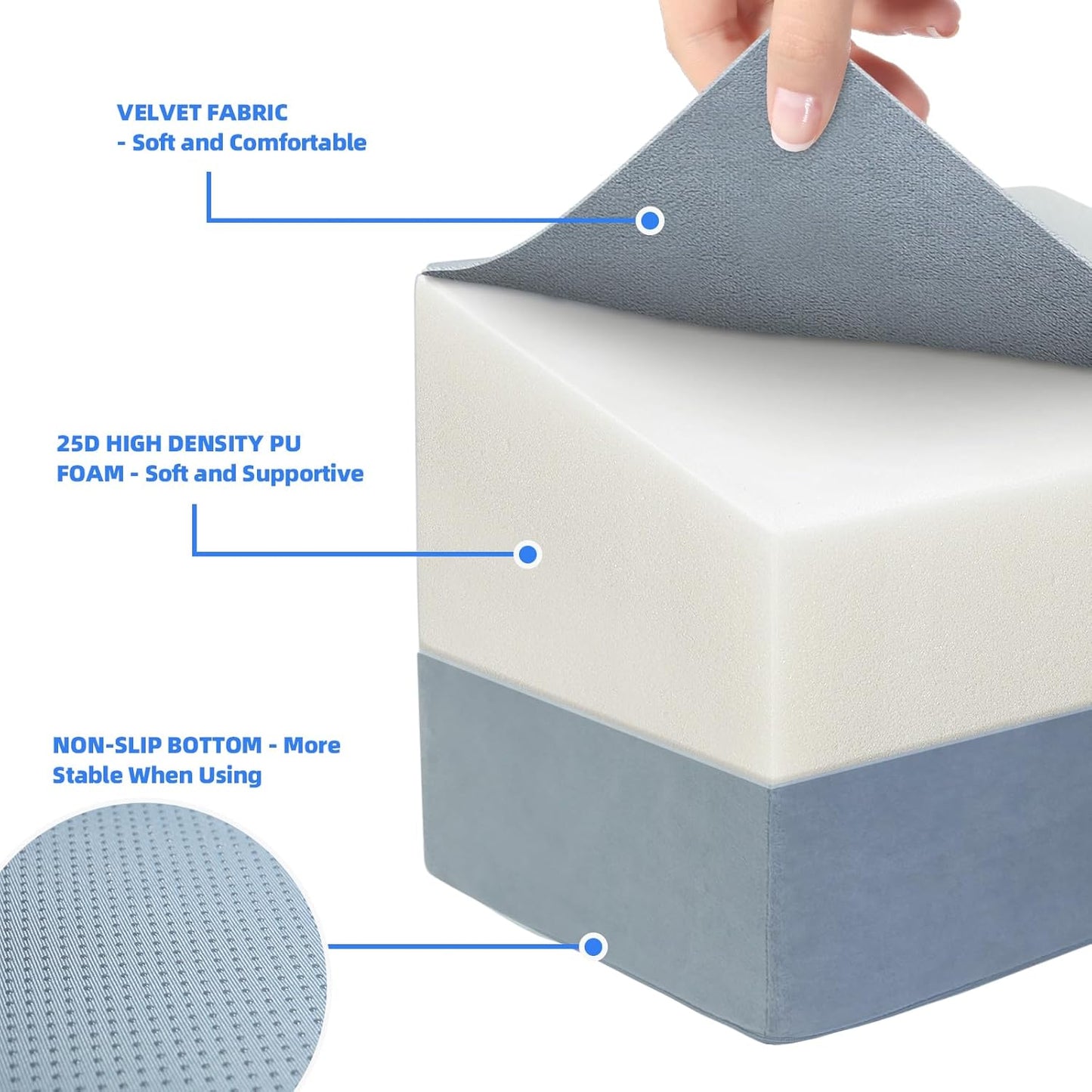 Adjustable Foot Rest for Under Desk - 3-in-1 Ergonomic Foot Stool with Zipper Connection, 6.3"/11.8"/16" Height Adjustable for Office, Home & Gaming (Gray)