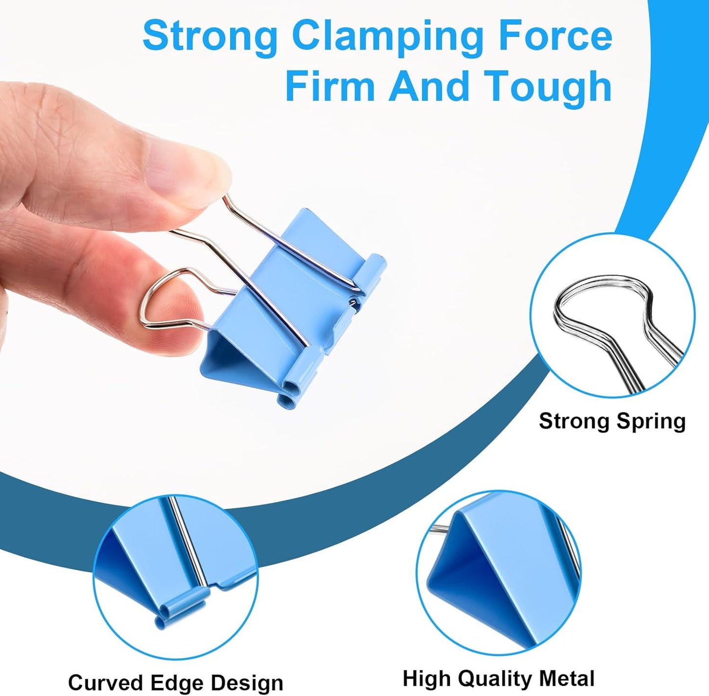 200 Count Colored Binder Clips Assorted Sizes, 4 Sizes Large, Medium, Small, Mini, Metal Paper Clamps, Bulk Clips Office Supplies (1 1/4", 1", 3/4", 1/2 Inch) KKEETUR