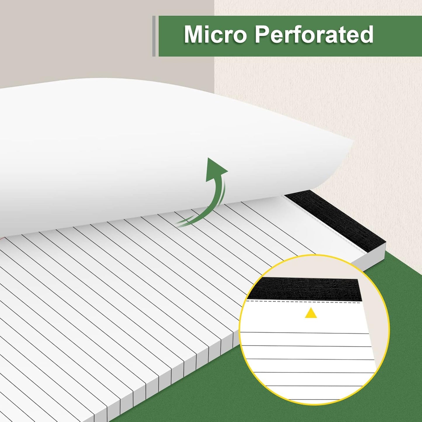 3 Pack Note Pads 5 x 8 Inch, Small Notepad, College Ruled Legal Pads, White Lined Writing Pads for Work or School, 30 Sheets/Pad, Perforated Recycled Note Paper for Note-Taking, Grocery List
