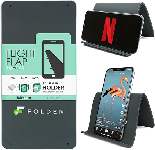 FoldenAirplane Phone Holder, Flexible Cell Phone Holder, Folding Cellphone Stand for Desk, Bed, Office, Treadmill - Airplane Gadgets for Long Travel Accessories - Plane Essentials (Silicone)