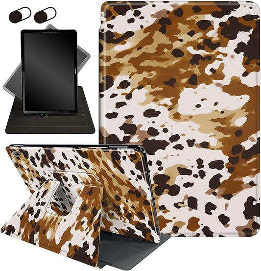 for All-New Amazon Kindle Fire HD 10 Tablet Case (13th Generation, 2023 Release) 10.1", 360 Degree Rotating Stand Cover with Auto Wake Sleep Case for Fire Tablet 10 2023,Brown Cow Pattern