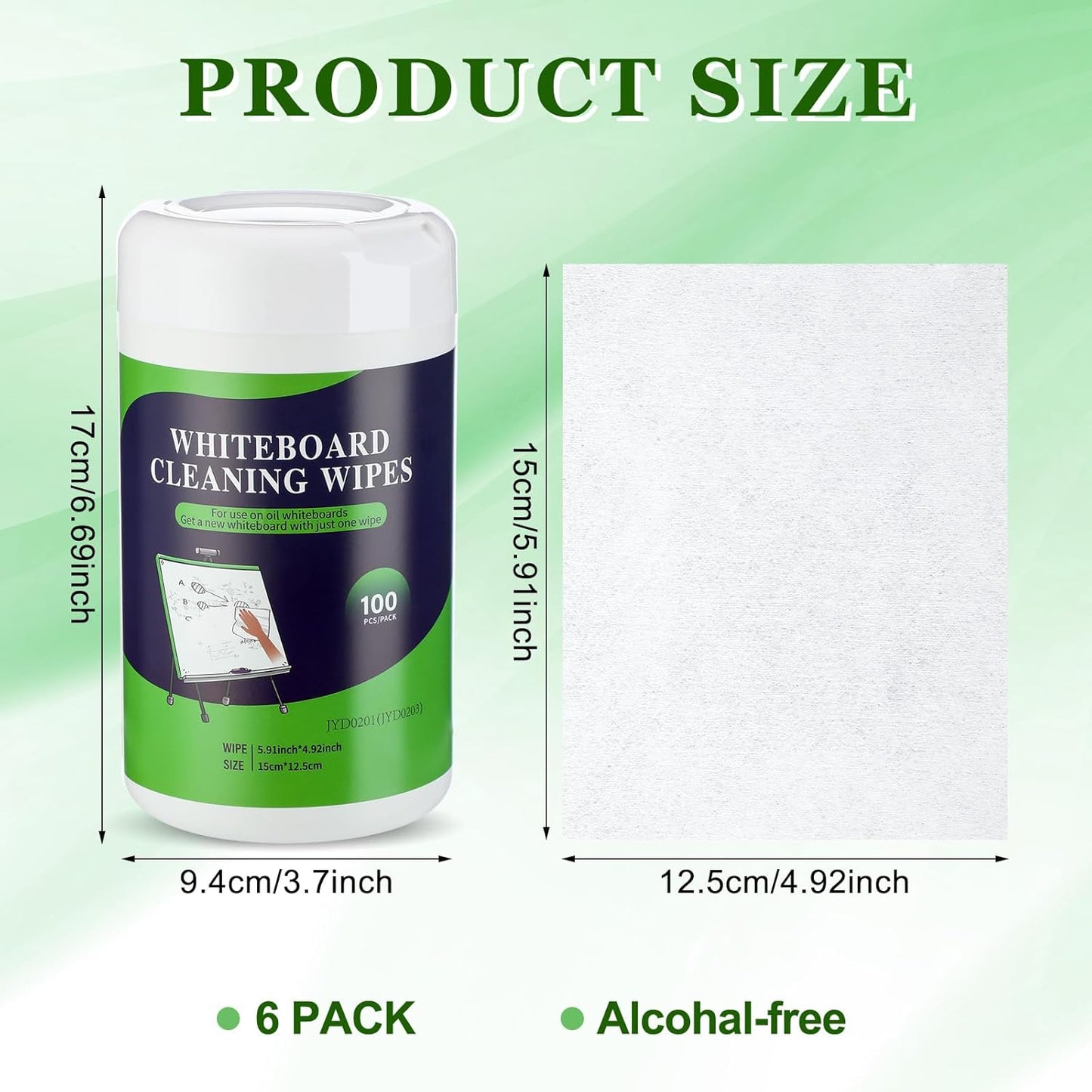 6 Pack Dry Erase Wipes 600 pcs Whiteboard Cleaning Wipes Wet Whiteboard Cleaner Classroom Teacher Supplies, 100 pcs Per Canister