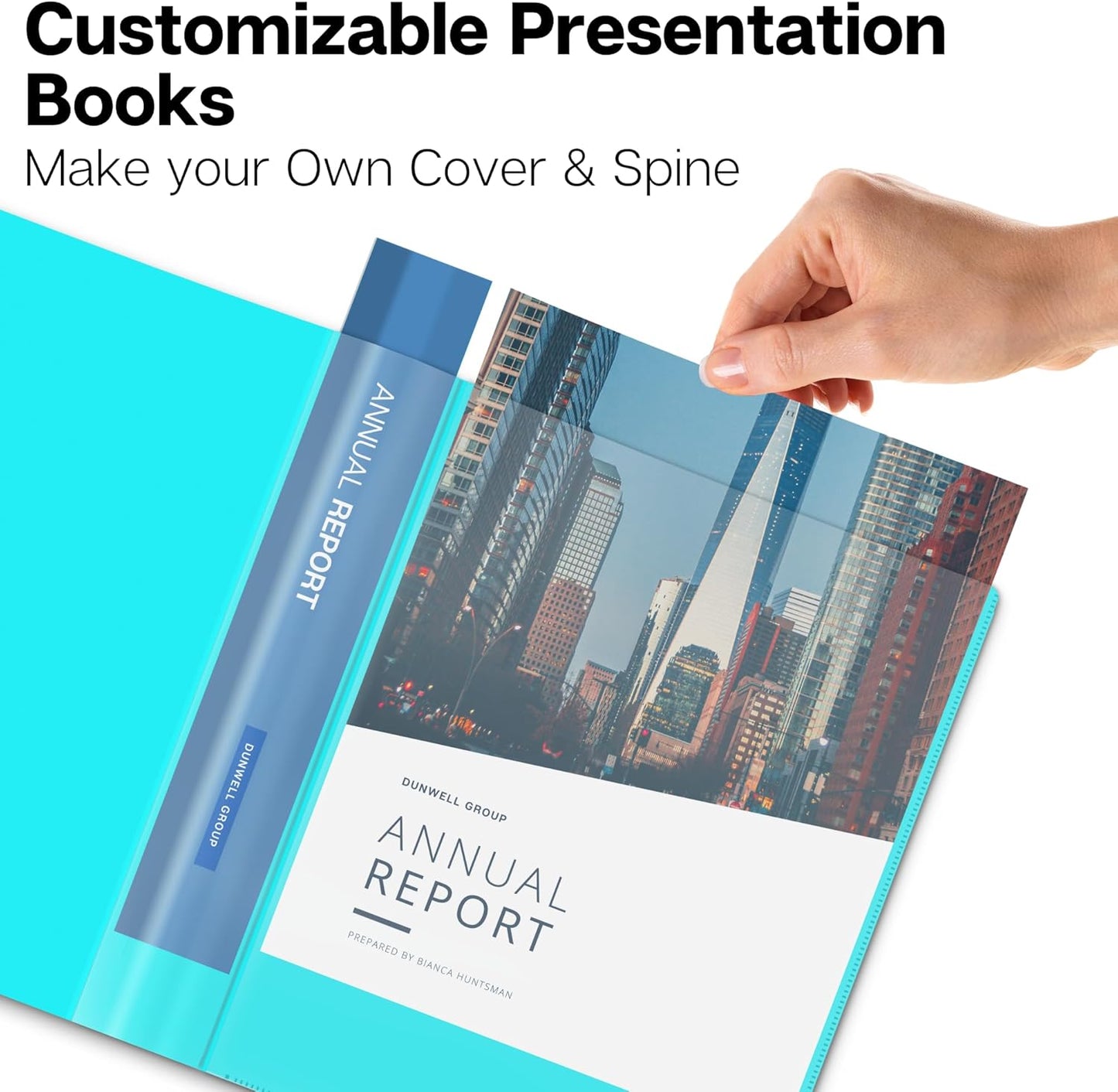 Dunwell Presentation Binder 24-Pocket, Displays 48 Pages, 8.5x11 Portfolio Binder with Plastic Sleeves, Storage and Organizer for Documents, Certificates, Projects, Photos (3 Pack, Aqua)