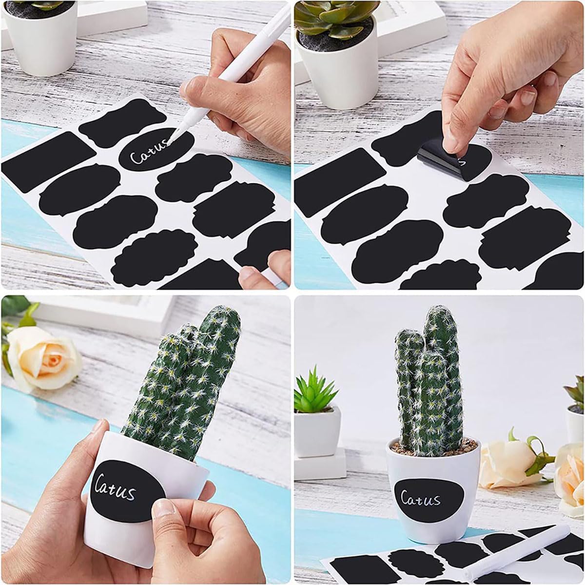Chalkboard Label 300 Pcs Waterproof Reusable Labels for Food Containers Chalk Sticker Labels with 3 Liquid Chalk Markers for Mason Jars, Parties Decoration, Craft Rooms, Storage, Home, Kitchen