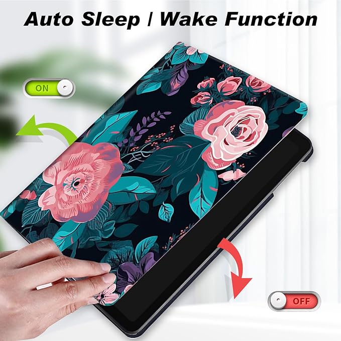 for All-New Kindle Fire 7 Tablet Case (12th Gen, 2022 Release),Slim Lightweight Smart Shell Stand Cover with Auto Wake/Sleep for Amazon Fire 7 Kids Tablet,Pink Flowers