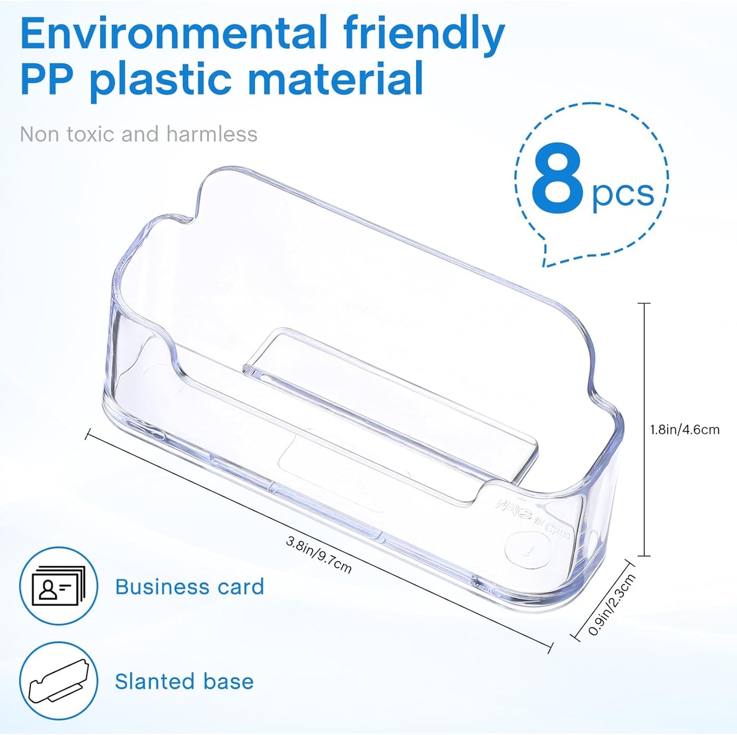 Leinuosen 8 Pack Business Card Holder for Desk Acrylic Business Card Holder Display Clear Label Stand Label Table Desktop Organizer for Home and Office