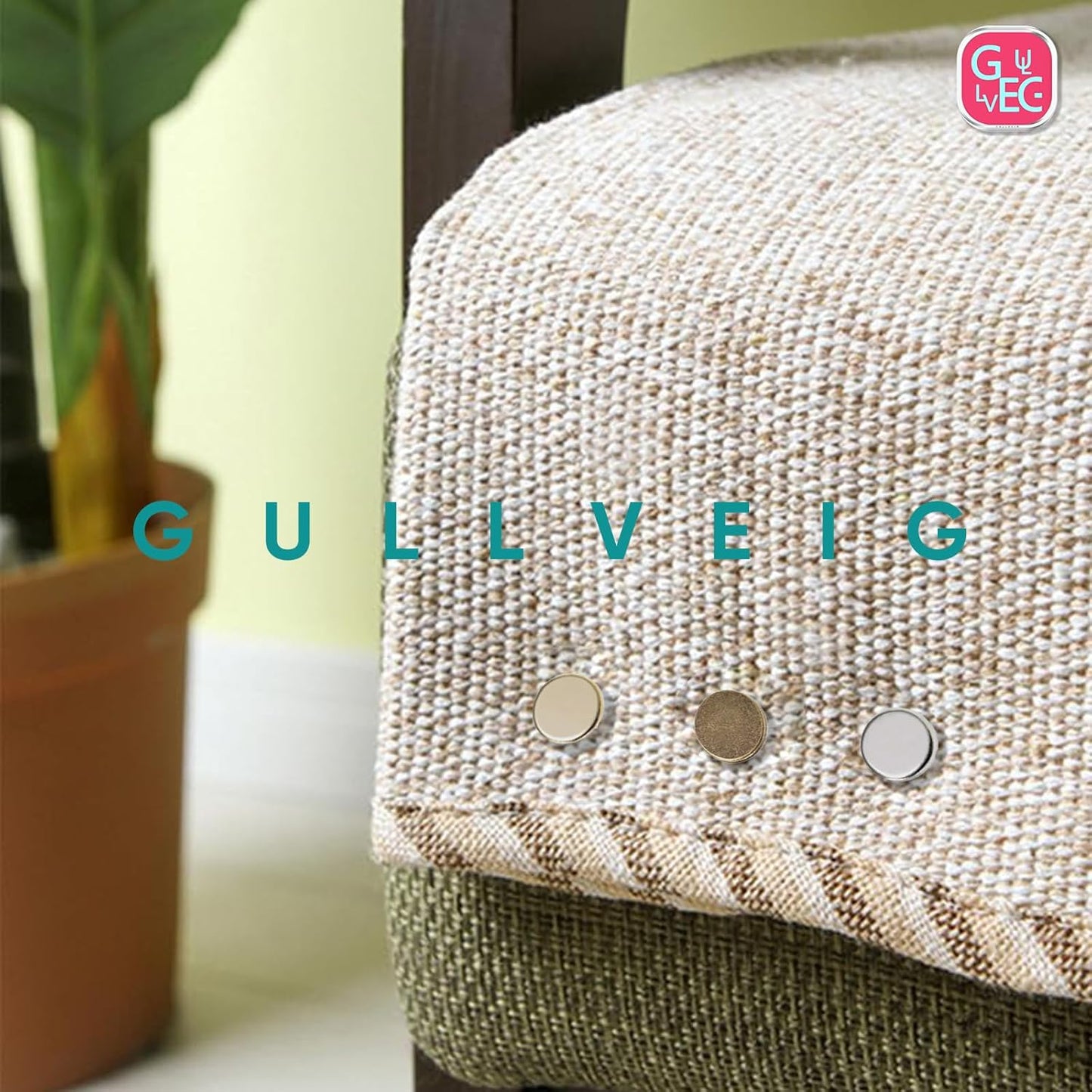 Gullveig Golden Push Pins and Thumb Tacks: Heavy Duty Flat Upholstery, Long Carpet Tacks, and Decorative Nails for Wood and Fabric, 50 Count