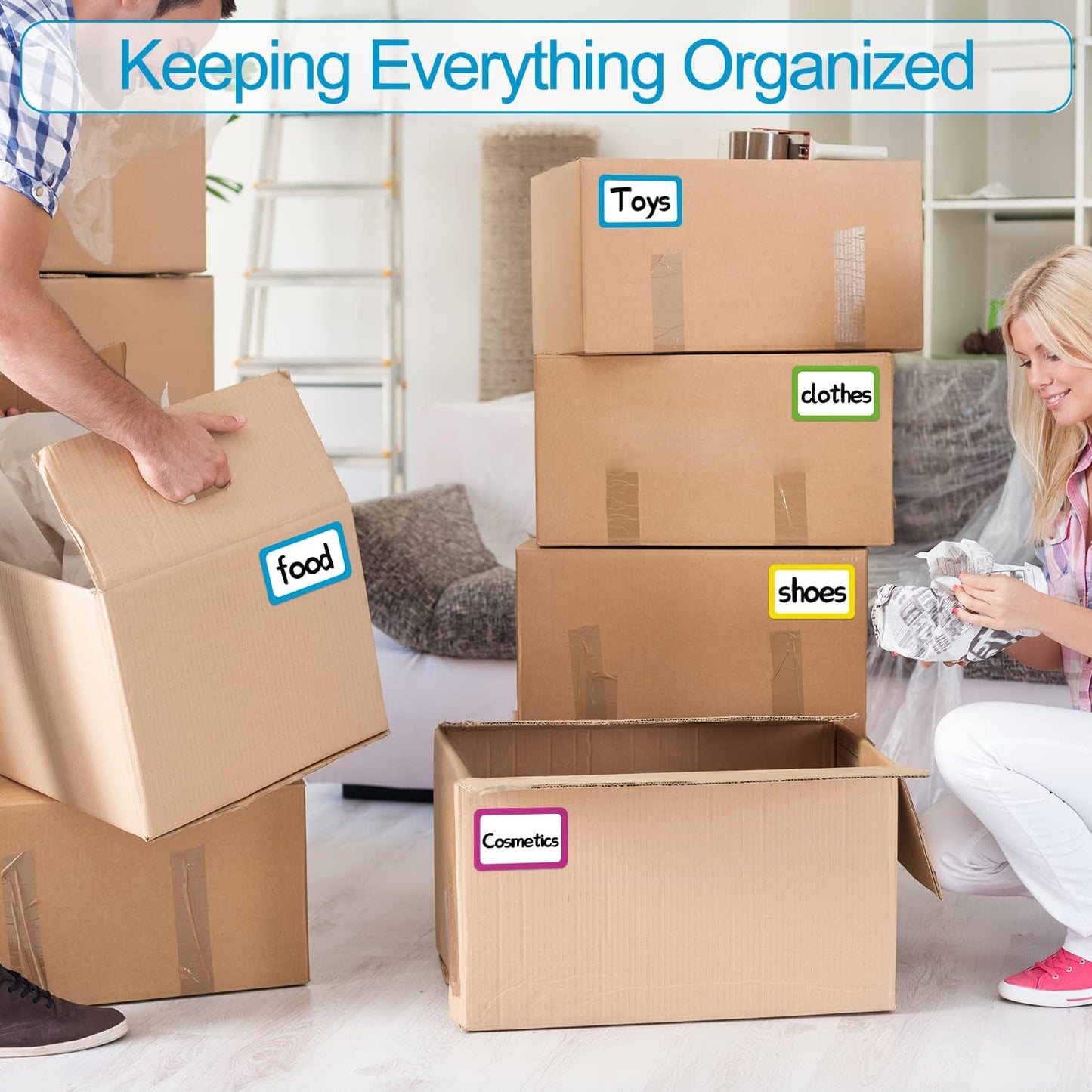 Methdic 5 Colors Name Tags Stickers 400 Labels for Office, Meeting, School, Teachers and Mailing